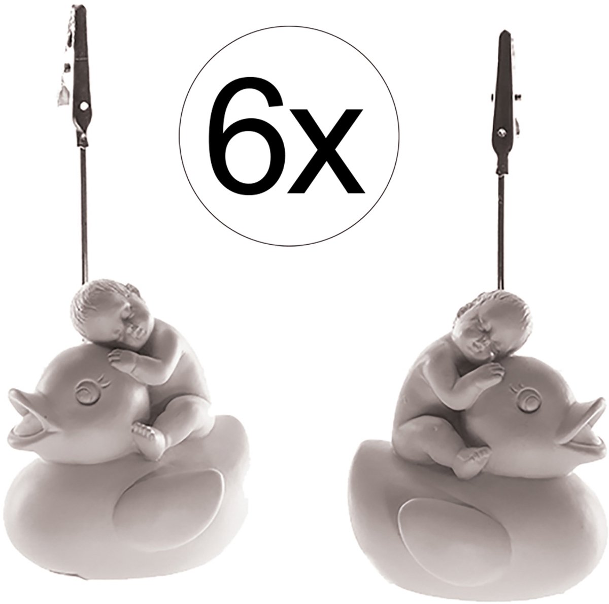 6x Schattig Polyresine Babybeeldje met Naamhouder fotohouder bedankje tafeldecoratie babyshower geboorte